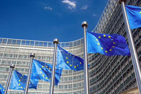 EU Flaggen vor dem Parlament in Brüssel