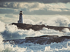 Leuchtturm an Kanadas Atlantikküste mit starken Wellen als Highlight einer Sprachreise