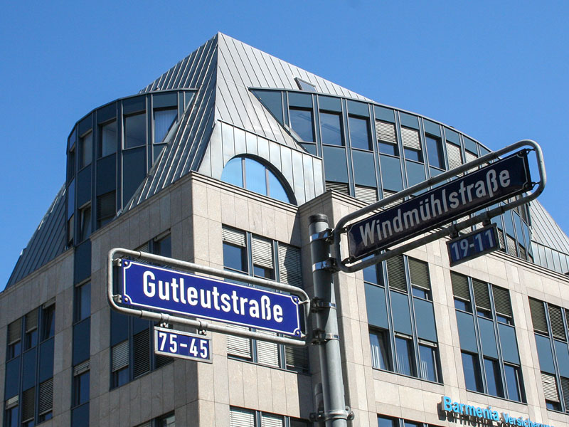 Kreuzung Gutleutstraße und Windmühlstraße nahe der Sprachschule in Frankfurt