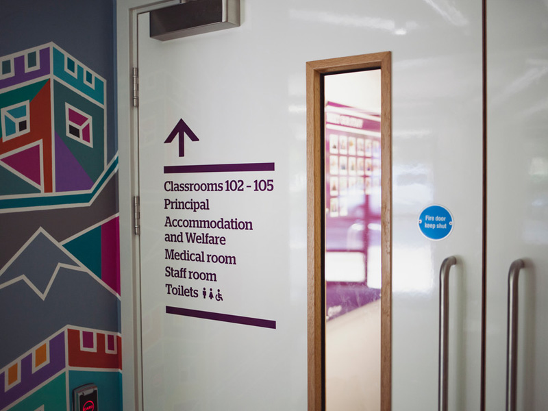 Wegweiser zu Unterrichtsräumen und Einrichtungen der Sprachschule