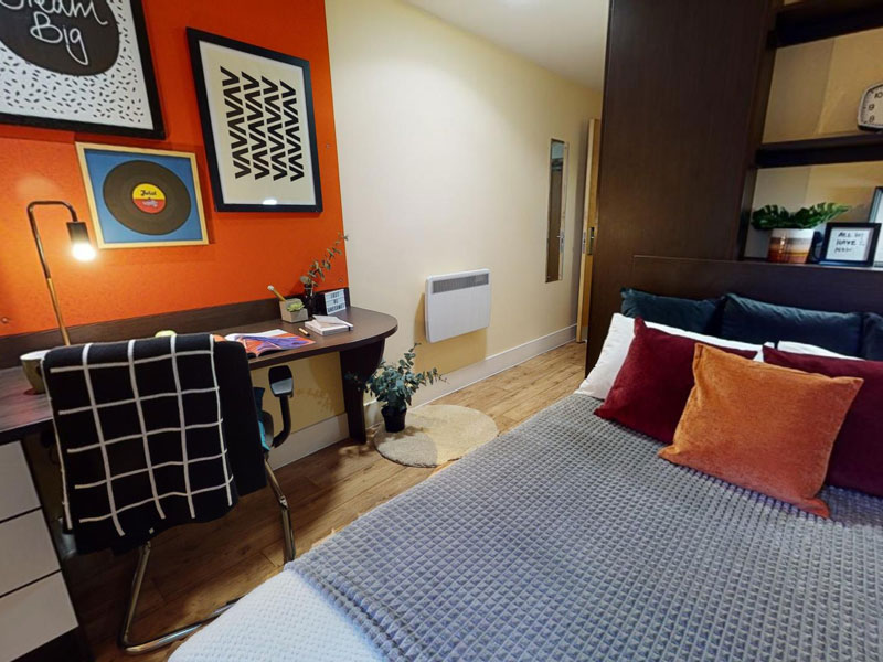 Modernes Einzelzimmer in der Residenz iQ Grove in Edinburgh mit Arbeitsplatz