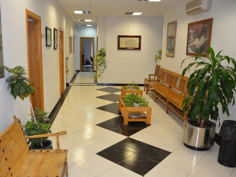 Heller Flur der Sprachschule mit Sitzbänken, Start der Sprachreise und erste Grammatik wiederholen