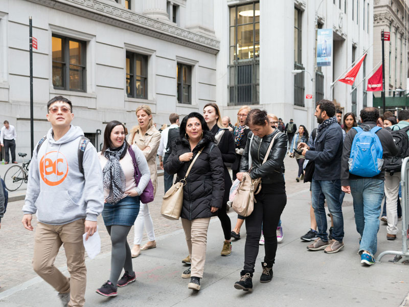 Sprachschüler der EC New York Sprachschule bei einem Stadtrundgang durch Manhattan
