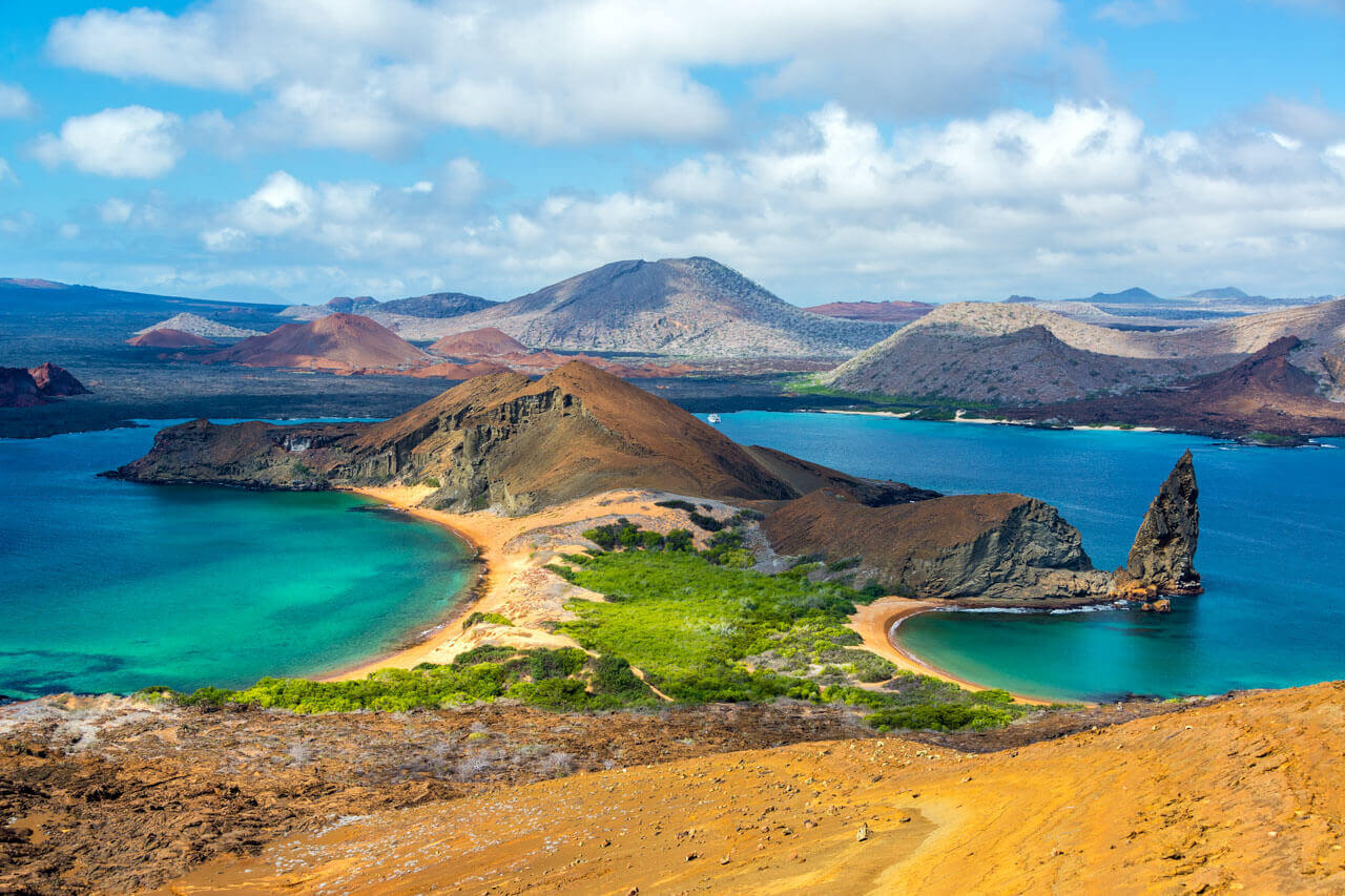 Aussicht auf Bartolomé Island Galapagos Sprachkurs im Freien Hörverstehen trainieren