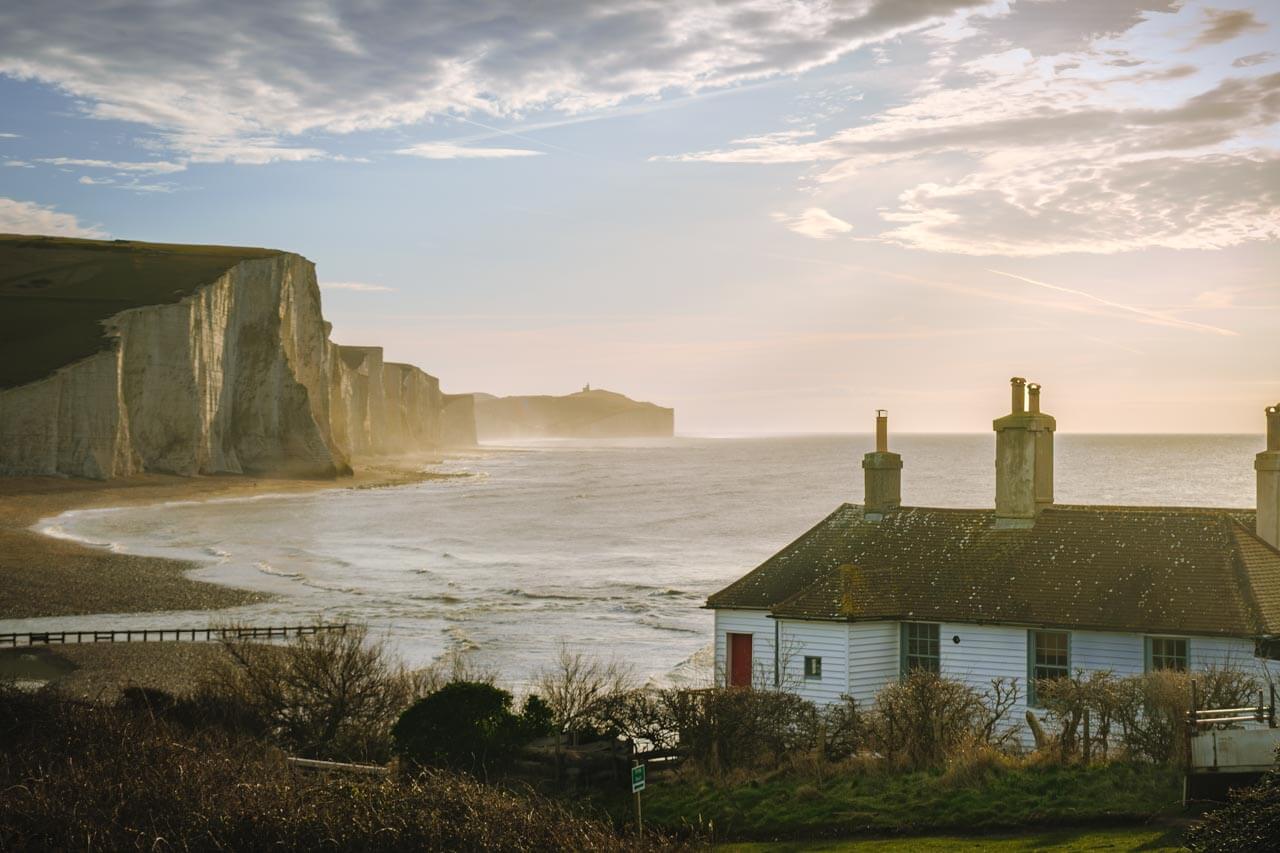 Cottage an den Seven Sisters bei Eastbourne mit Meerblick Grammatik im Kontext im Englischkurs