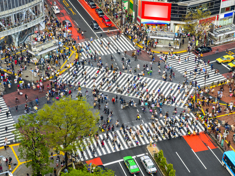 El famoso cruce de Shibuya en Tokio, repleto de peatones, durante un curso de idiomas en Japón